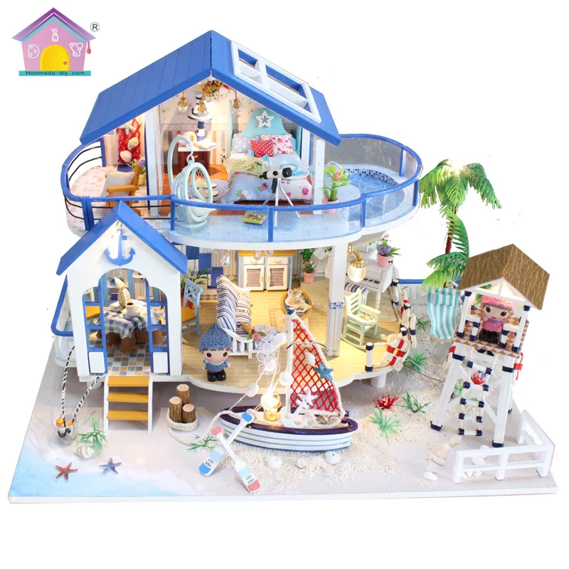 

Doll house Kit Wooden Doll House Miniature House Furniture Kit Casa Music Led Toys for Children Birthday Gift