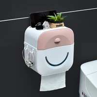 toilet paper holder punching free installation tissue box wall mounted tissue dispenser waterproof storage box with side hooks