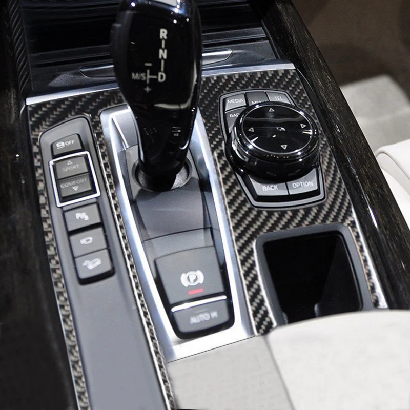 

For BMW X5 X6 E70 E71 F15 F16 Accessories Carbon Fiber Car Center Control Gear Shift Panel Decorative Sticker Cover Car Styling