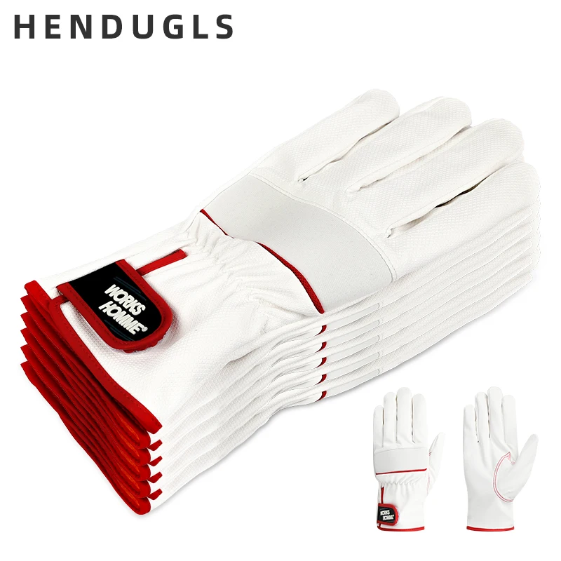 

HENDUGLS, 5 шт., белые рабочие перчатки, уличная защита водителя, осенне-зимние, сохраняющие тепло варежки, мужские рабочие перчатки для верховой ...