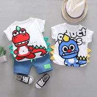 kids outfit cartoon patchwork t shirt shorts 2pcssets new fashion baby boys girl clothing sets children cotton tracksuits sets