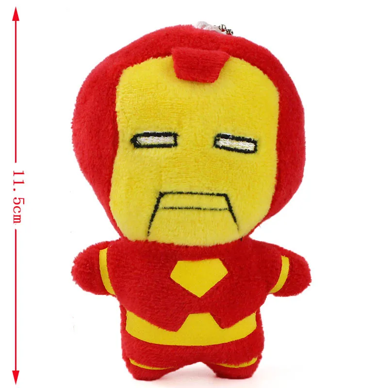 11.5cm Iron Man 4 шт./лот милые мини Мстители Тор Капитан Америка человек паук Железный Человек Плюшевый мягкий брелок мягкие игрушки Супергерои куклы - Цвет: 11.5cm Iron Man