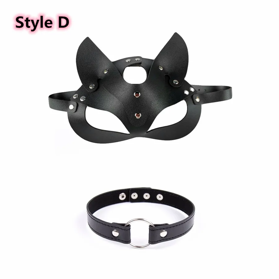 Сексуальные костюмы из эротической кожи с кошачьими ушками маска аксессуары