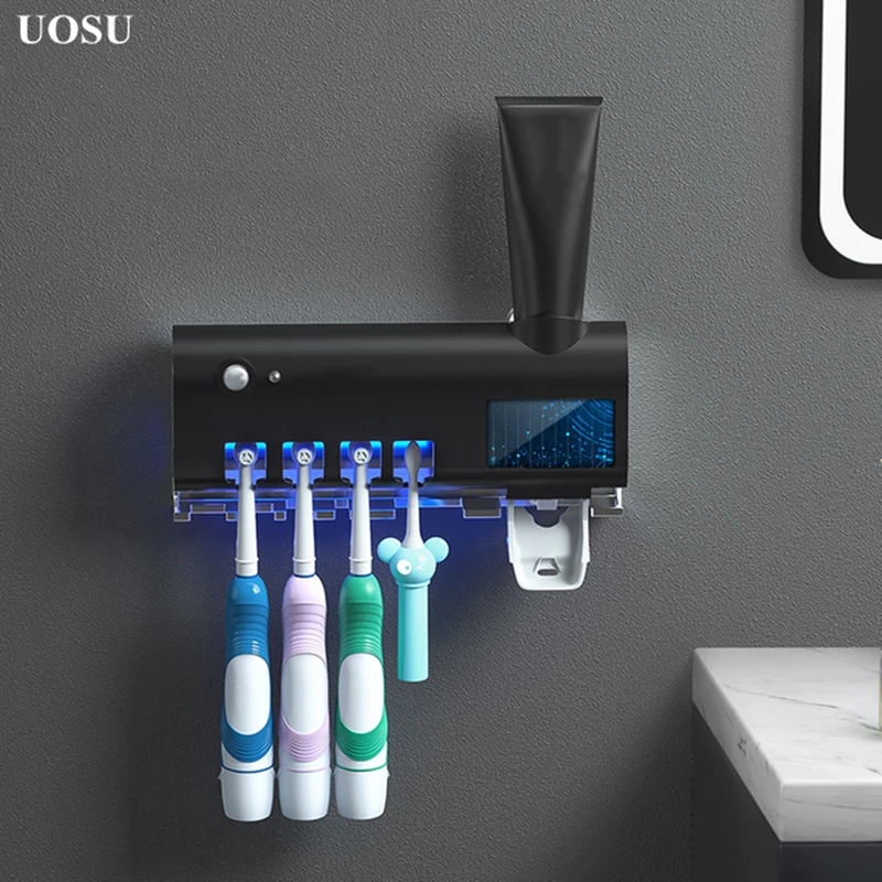 UOSU UV Toothbrush Holder Toothpaste Dispenser Solar Energy Bathroom Storage Box Household Accessories Set | Дом и сад