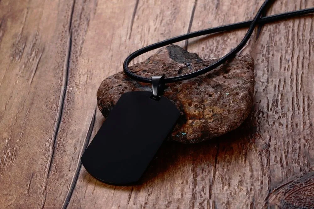Мужское ожерелье из нержавеющей стали, медицинское оповещение, ID, Dog tag, подвеска, ожерелье в черном, унисекс, модные ювелирные изделия, гравировка