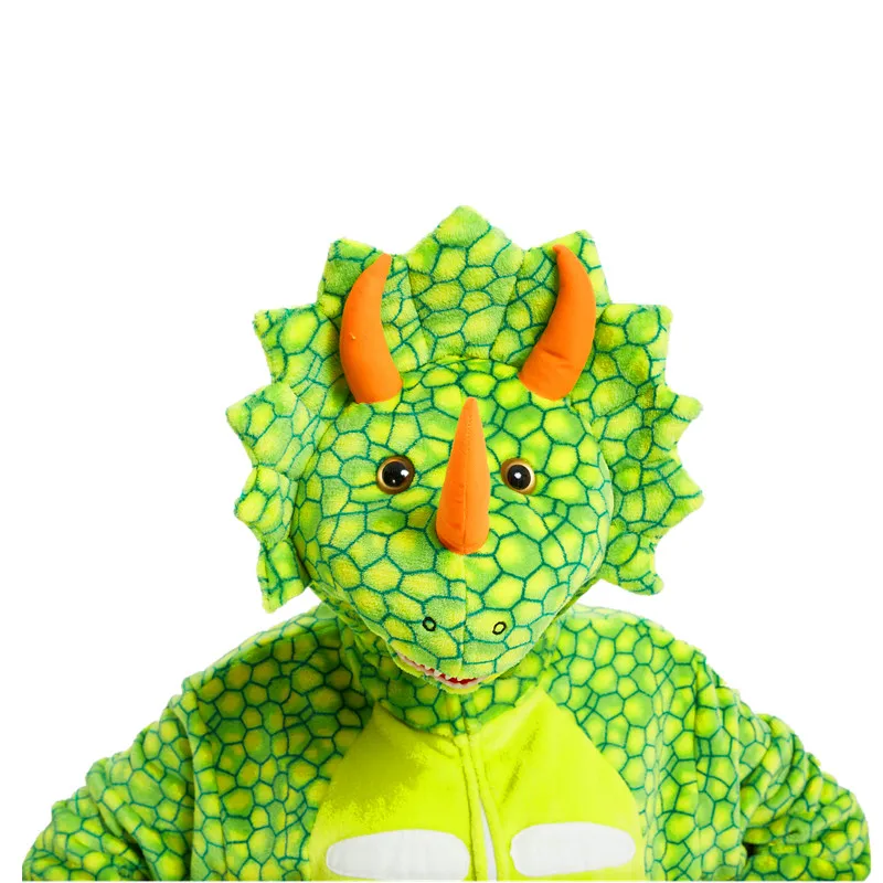 Взрослые кигуруми светло зеленый Трицератопс костюм динозавра Женская Мужская