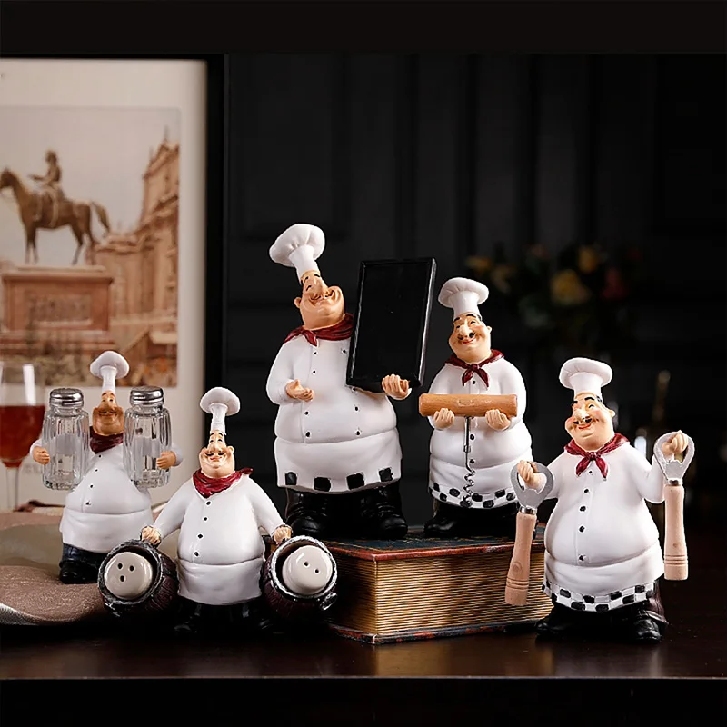 Полимерные фигурки шеф-повара в разных стилях для украшения дома Винная стойка