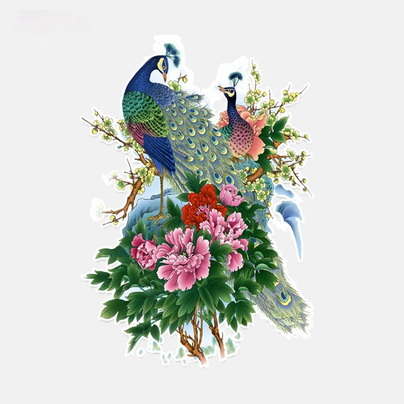 

Car Stickers Exquisite Peacock Peony Flower Vinyl Stickers Car Motorcycle Decorative Decals Waterproof Sunscreen Cover Scratches