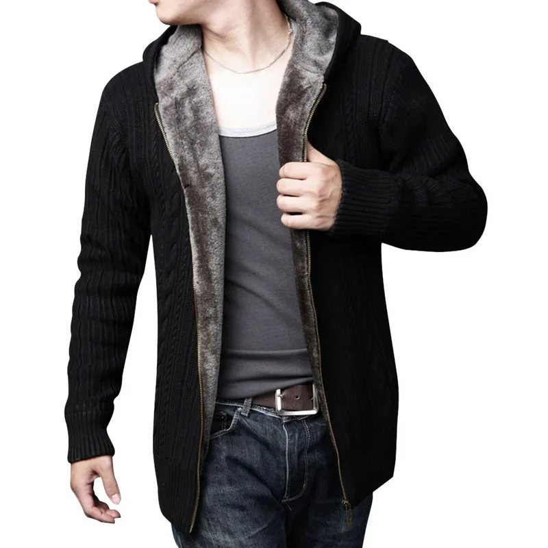 WENYUJH Новый Для мужчин плотный кардиган теплая шерсть мужской вязаный Slim Fit