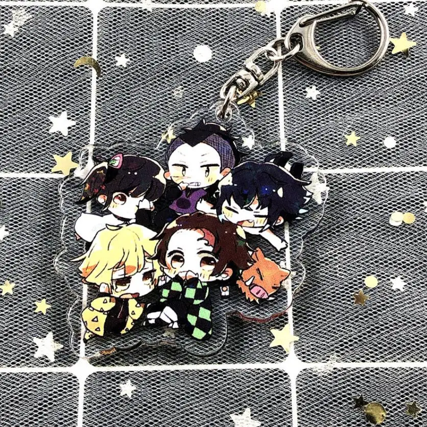 

Брелок для ключей, акриловая подвеска для ключей, рассекающая демонов киметасу, танджиру, незуко, гиюу, зенитсу, Коллекционная модель игрушк...