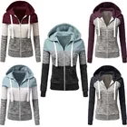 Женская обувь на молнии; Спортивные свитшоты с осень-зима повседневная одежда с длинными рукавами с карманами и с рисунком толстовки женский Harajuku тонкие размера плюс пальто