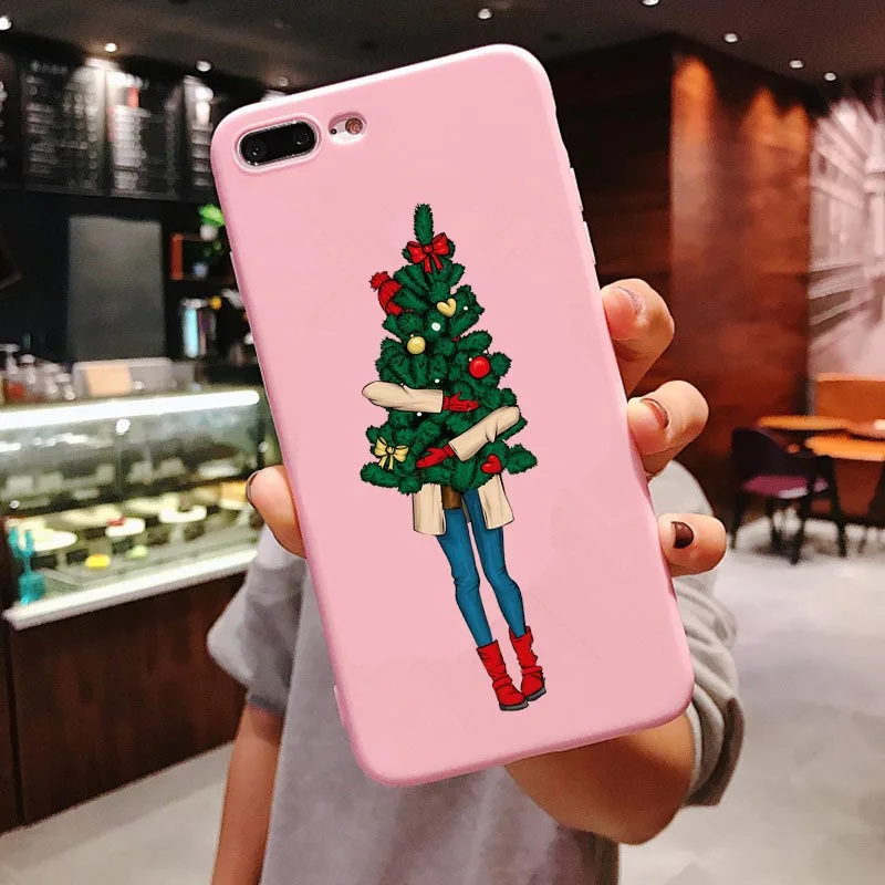 Веселый Рождественский чехол Vogue girl для iPhone 11 Pro Max новогодний розовый мягкий чехол для телефона с лосем для iPhone X 6 6S 7 8 Plus Xs XR XS MAX - Цвет: PINK TPU