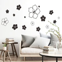 diy painted black white flowers wall decals home decor living room bedroom decoration wall stickers