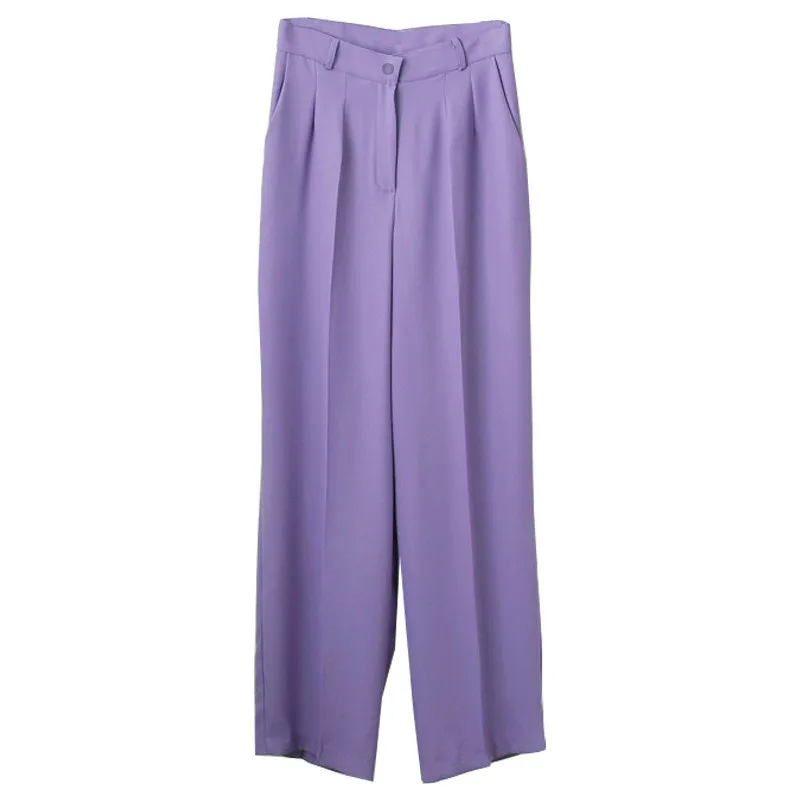 

Spring and 2021 Summer New Trousers High Waist Straight Wide Leg Trousers Purple Long Pants Women