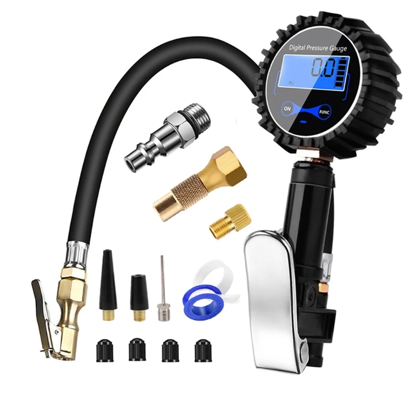 

Digital Tire Inflator w/ Pressure Gauge 200 PSI Air Chuck & Compressor Accessories Heavy Duty with Rubber Hose M4YD