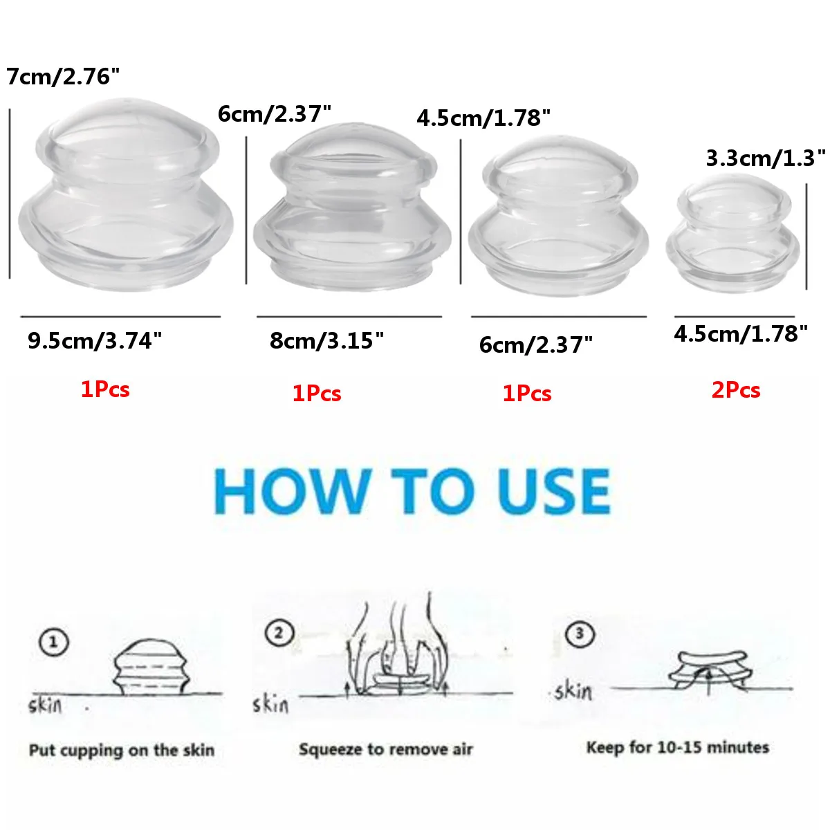 

5Pcs Vacuum Cans For Massage Facial Silicone Cupping Cups Anti Cellulite Moisture Absorber Face Massage Jars Cup Suction Cups