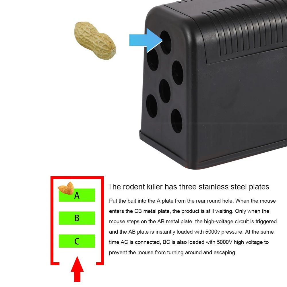Trampa electr&oacute;nica para ratas, trampa el&eacute;ctrica de alto voltaje para ratones, Mata roedores, Control de choques de alto voltaje, Zapper para ratas para interiores-1
