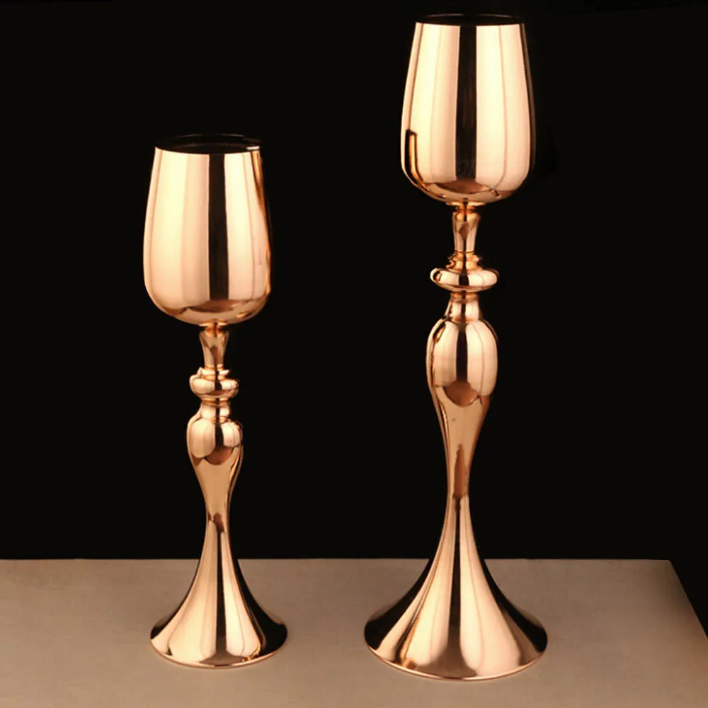 

Wine Cup Shape Flowers Vases Candle Holders Road Lead Table Centerpiece Stand Candlestick For Wedding Party
