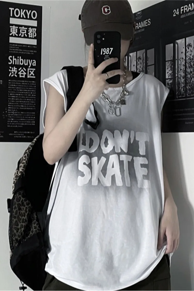 

Jacket Women's summer 2021 new Korean version ins retro letter printing loose sleeve T-shirt vest fashion