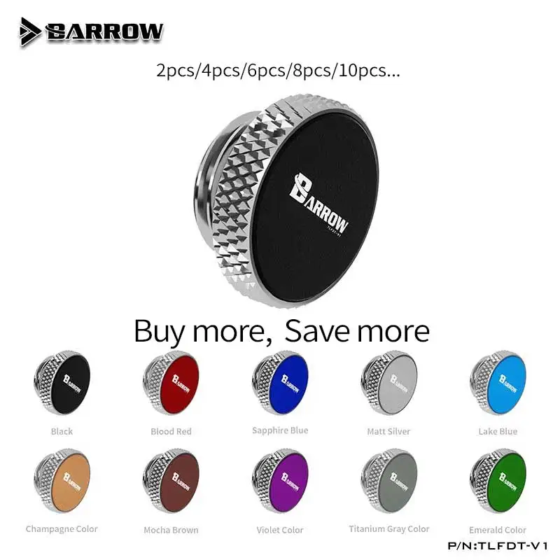 

Barrow water cooler PC water stop plug adaptors fittings,Multiple color sliver body computer accessories TLFDT-V1 for RGB PC