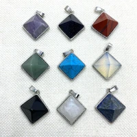 1 pcs natural stone pyramid shape opal agate crystal lapis lazuli pendant ornaments diy necklace jewelry pendant making 28x31mm