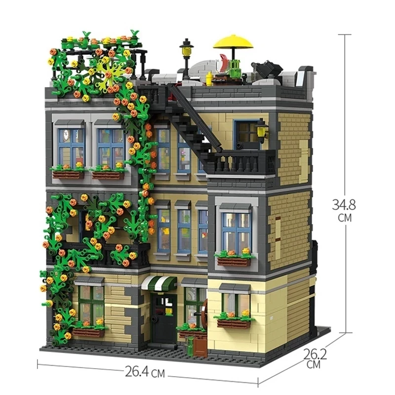 

JIESTAR 89107 Lion Bar City Police Station Model Building Blocks Adult Architecture Street Bricks Christmas Toys For Child Gifts