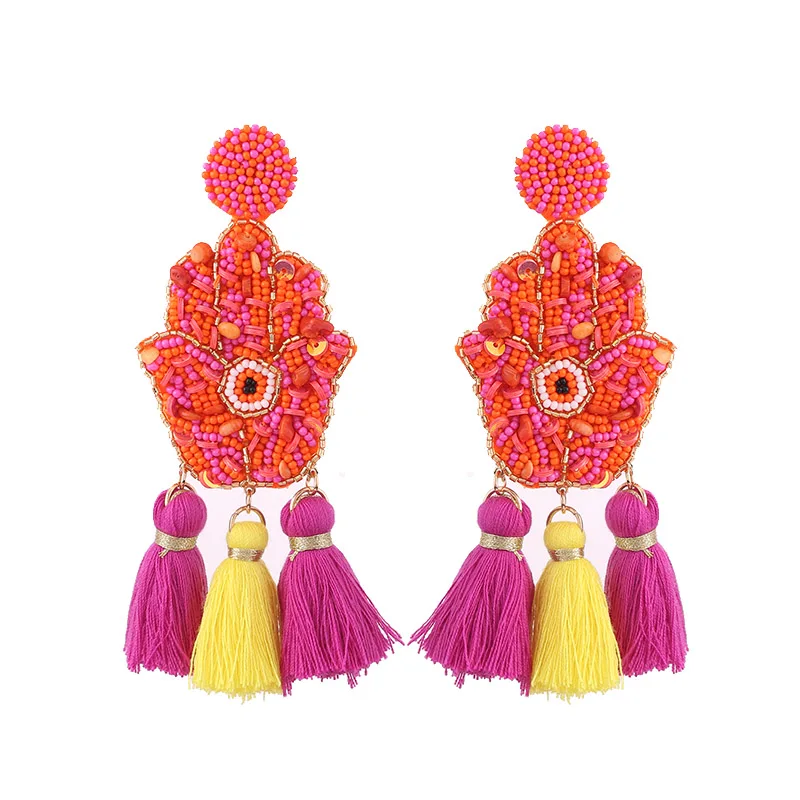 E1265 Yellow Rose Sehuoran богемная Кисточка Серьги палец Pendientes Oorbellen Кристалл Длинные висячие Висячие серьги для женщин эффектные ювелирные изделия - Окраска металла: E1265 Yellow Rose