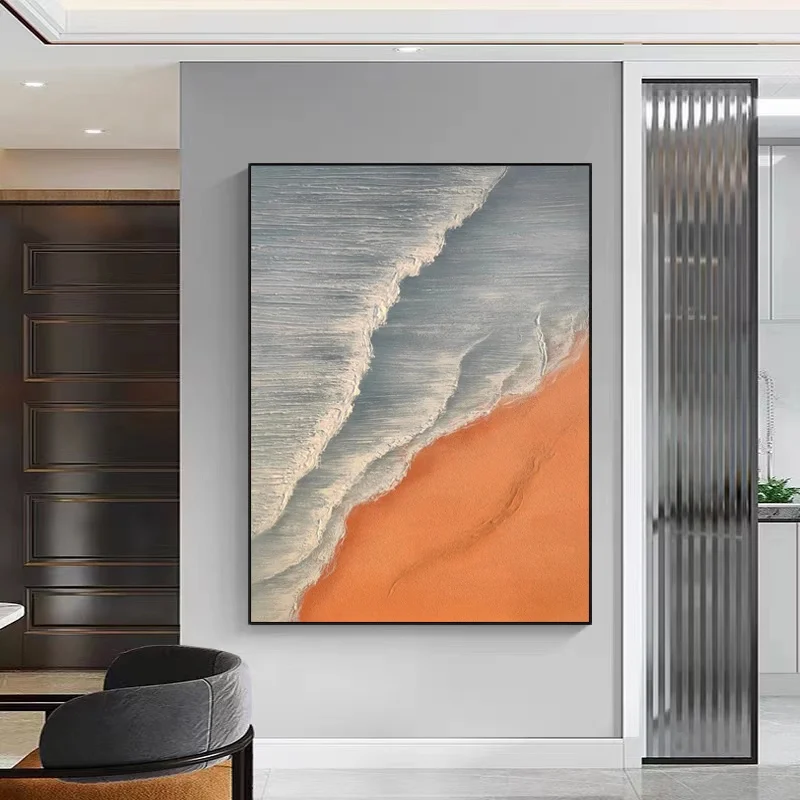 

Hand Pained Canvas Oil Painting Abstract Beach Waves Cuadros Decoracion Dormitorio Home Decor Accessories For Living Room No Fra