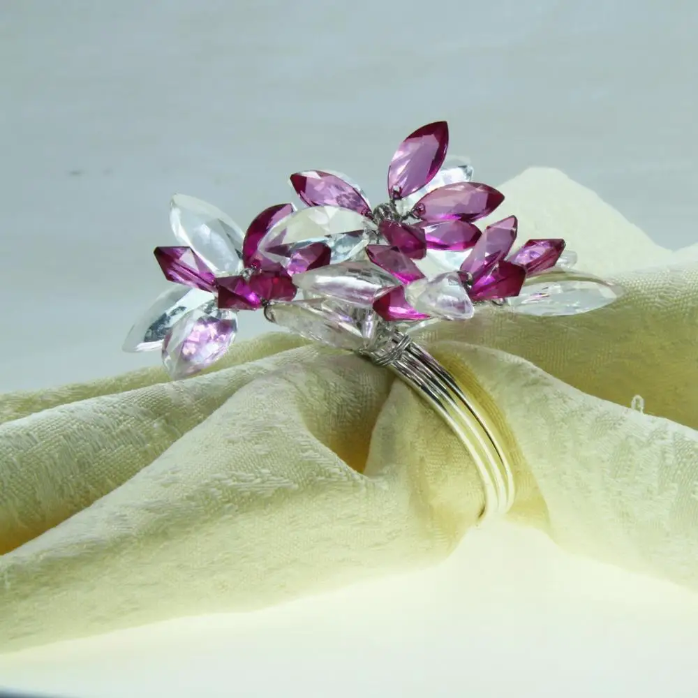 

free shipping qn13112707 napkin rings many colors acrylic flower ,napkin holder 24 pcs