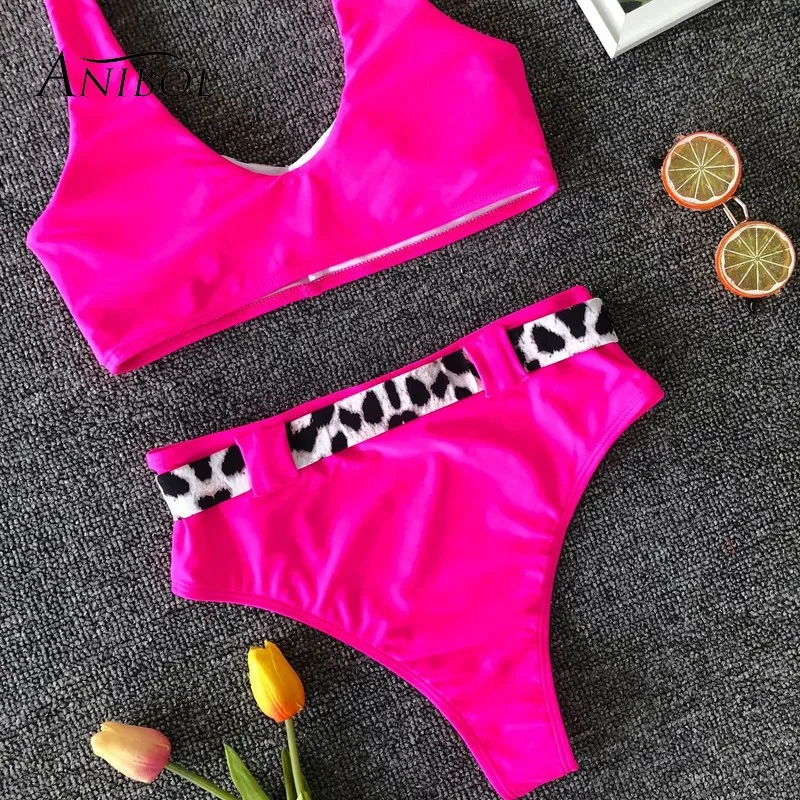 Соблазнительное женское бикини с высокой талией купальник из двух предметов