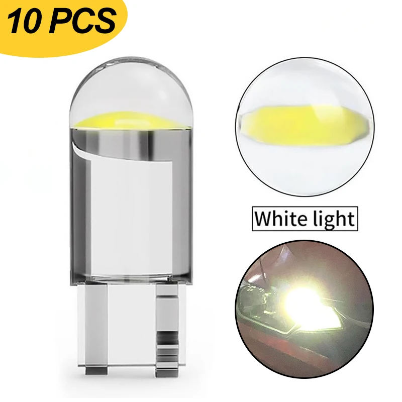 

10x автомобильная лампа T10 LED W5W для внутреннего освещения COB для Peugeot 107 108 206 207 308 307 406 407 508 2008 3008 4008 106 5008 аксессуары