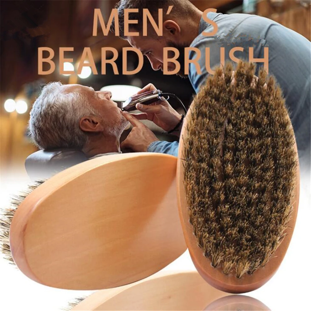 

1PC Natural Wooden Facial Hair Brush Shaving Tool Boar Bristle Men Beard Brush Moustache Comb Shaving Brush for Men Barber Tools