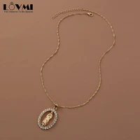 2021 goth rock women necklace jewelry golden virgin mary oval shape crystal long pendant jewelry ornaments for women dressing
