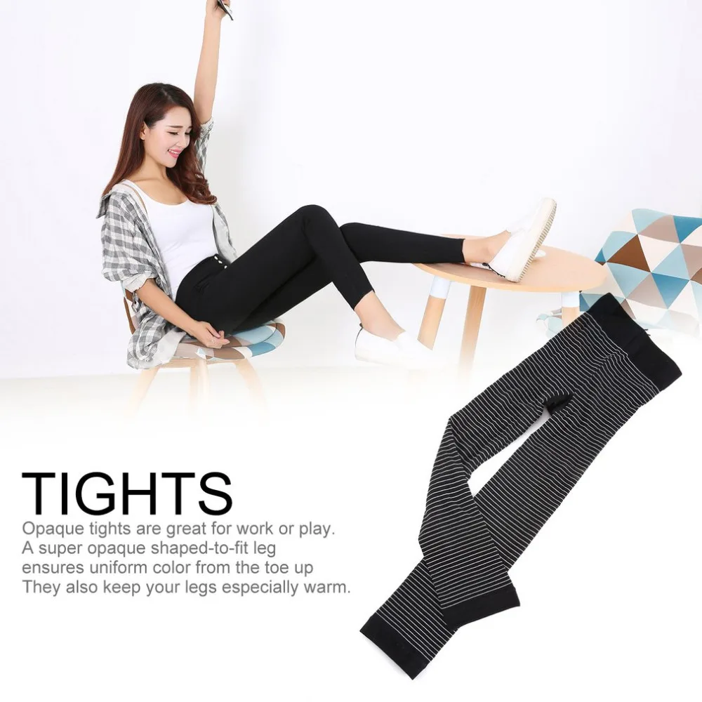 Женские полосатые модные черные колготки три четверти Длина Эластичные Колготки