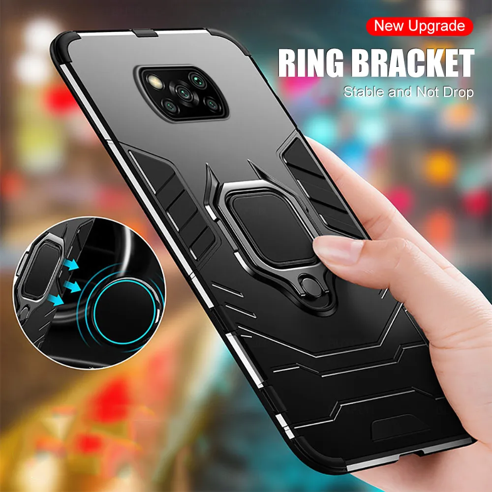 

shockproof armor case For poco x3 pro case For xiaomi poco x3 x 3 3x pro x3pro pocox3 stand magnetic car ring phone cover coque