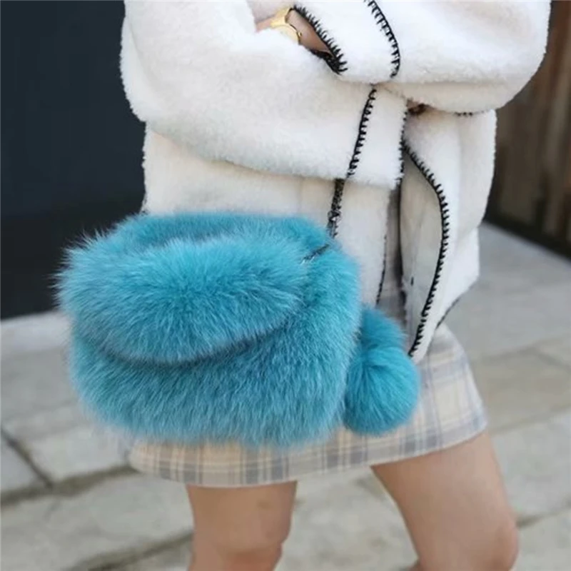 IANLAN Женская импортная сумка из натурального меха лисы сумки через плечо