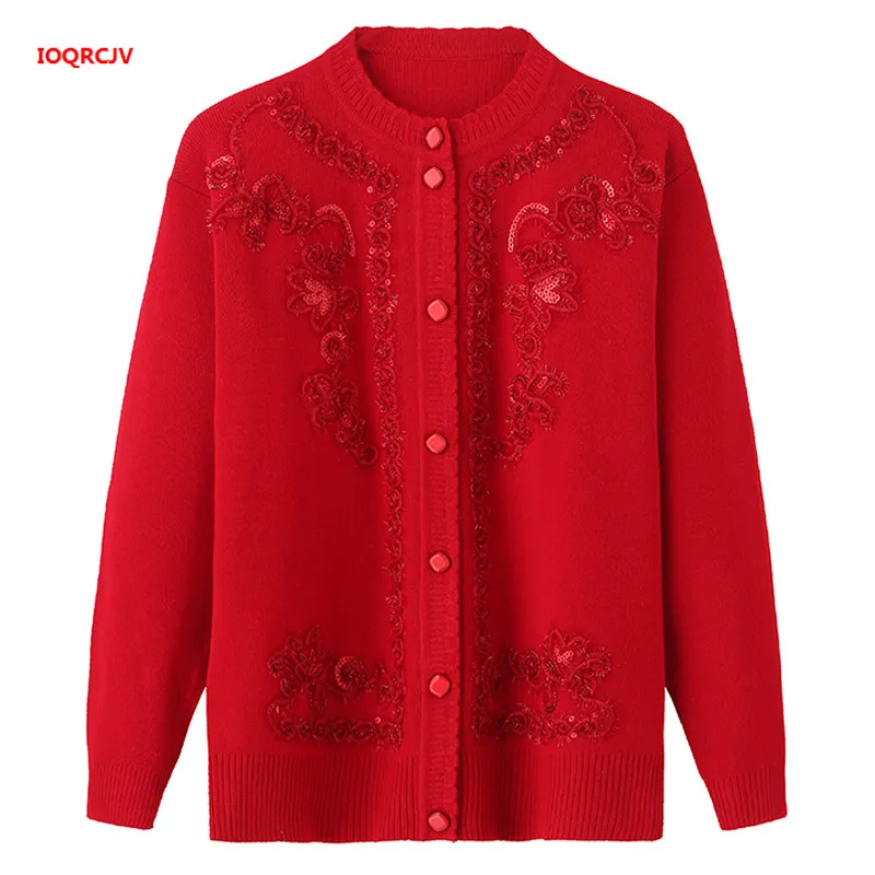 Женский кардиган с длинным рукавом трикотажное пальто для мам среднего возраста