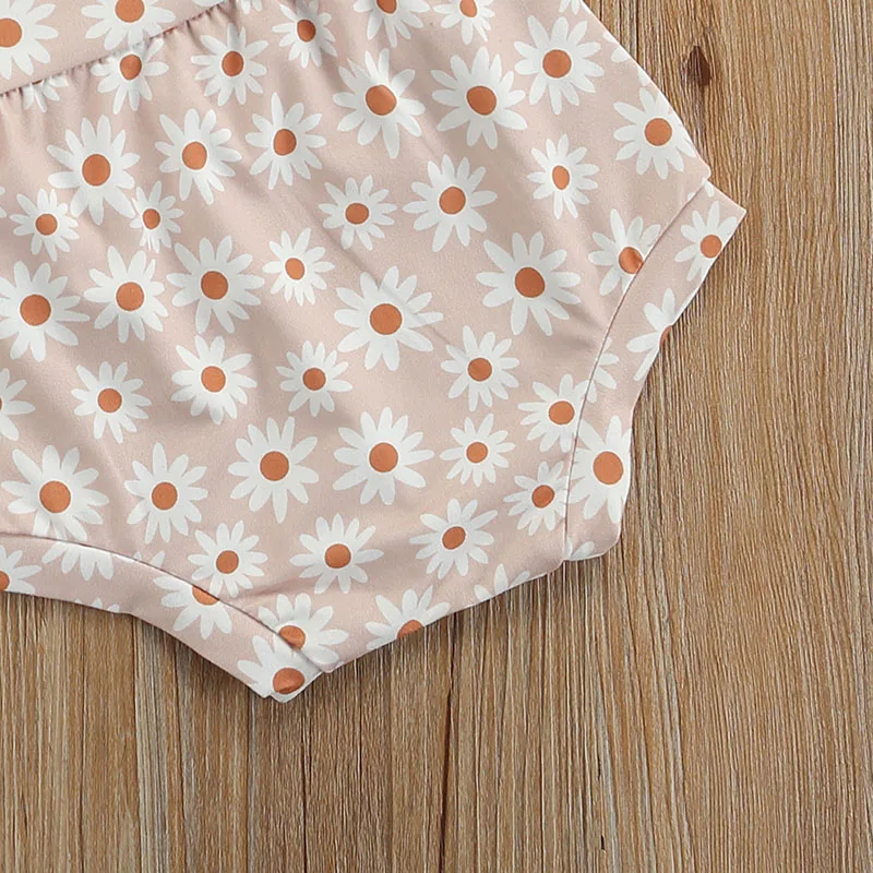 

3Pcs Toddlers Children's Clothing Summer Outfit Letters Print Short Sleeves T-Shirt Daisy Pantie Hairband for Baby Girls Clothes