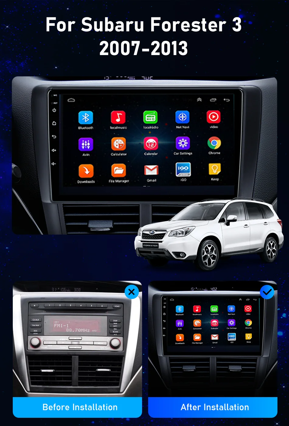 

Carplay Autoradio 4G WiFi Android 10 Car DVD Radio Audio Multimedia Players GPS Navigation for Subaru Forester 3 2007-2013 2.5D