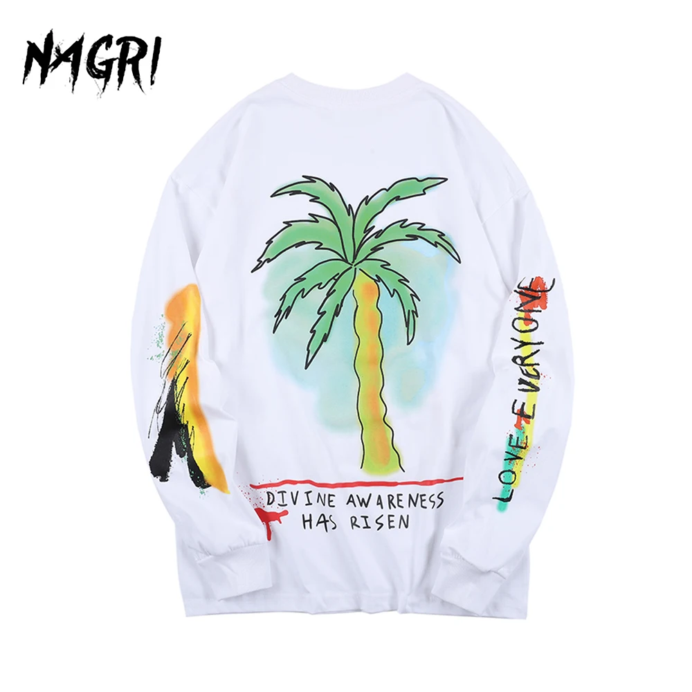 Футболка Kanye мужская с принтом черепа и граффити Топ длинным рукавом графическим