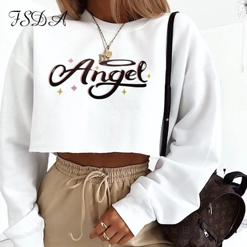 Женский свободный свитер с длинным рукавом FSDA белый укороченный Топ серого цвета