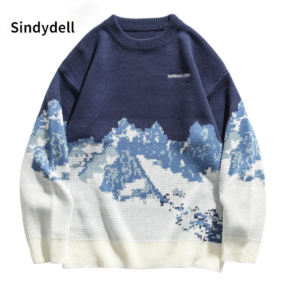 

Sindydell Sneeuw Berg Gebreide Jumper, мужская одежда в стиле хип-хоп