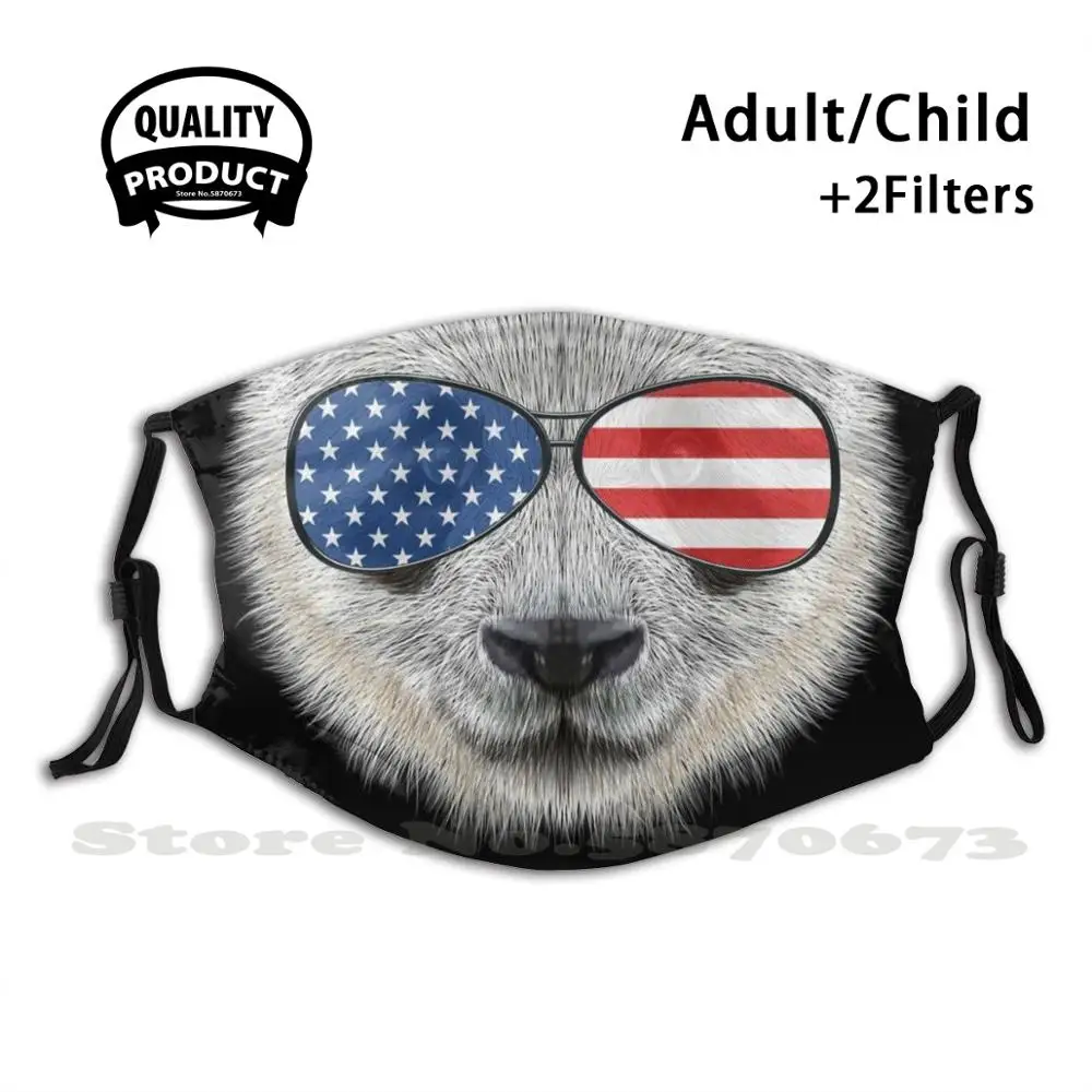 

Cool Panda In Sunglasses American Flag Design 4Th July National Holiday Celebration Gift Fashion Mouth Masks Filter Adult Kids