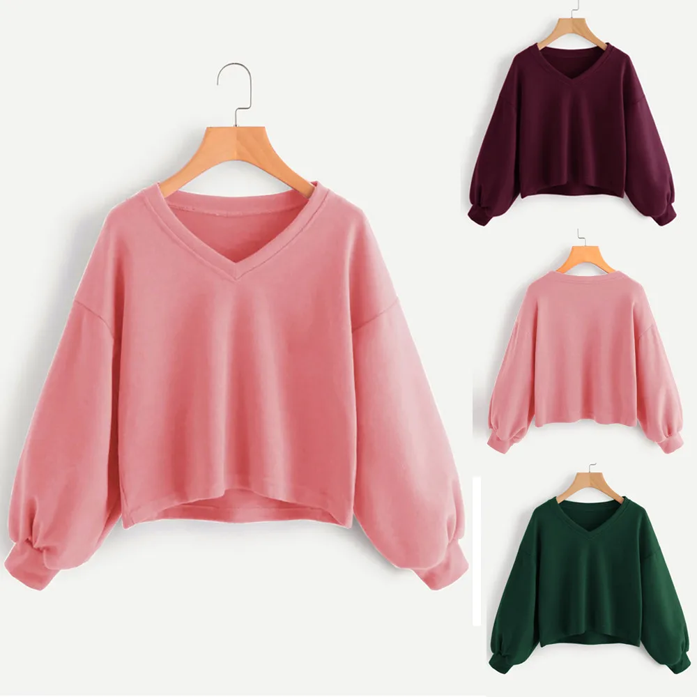 Свитшот женский с капюшоном и рукавами-фонариками осень 2019 | Женская одежда