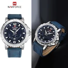 Часы наручные NAVIFORCE мужские кварцевые, модные креативные деловые Роскошные водонепроницаемые спортивные в стиле милитари, с кожаным ремешком