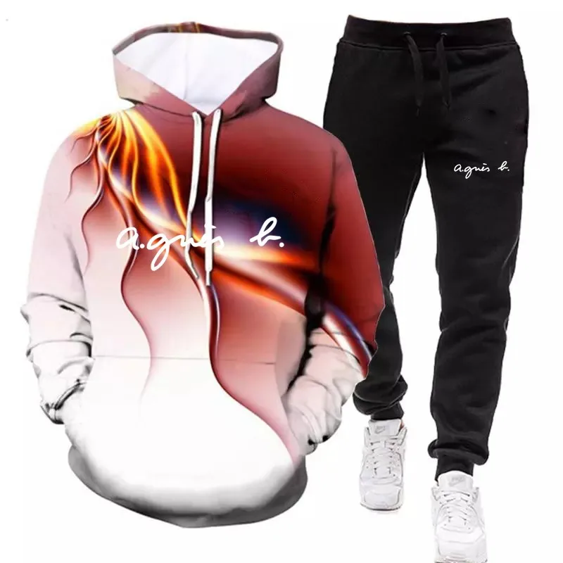 

New fashion men's spring and autumn Harajuku sportswear 2 sports suit jacket + pants sportswear men's jogging running sportswear