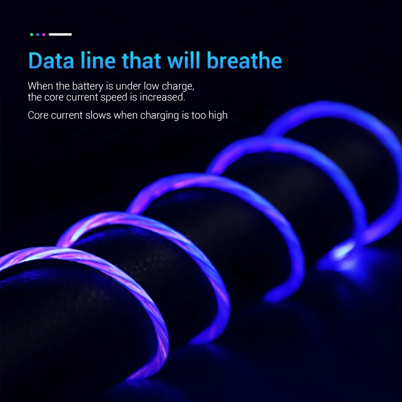 Fast Charging Flowing Light Micro USB Type C Magnetic Cable For iPhone Xiaomi Redmi Note 4A 4X 4 5 5A 8 6 7 9 8T Pro Samsung S8 | Мобильные