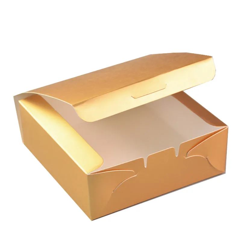 

50pcs Net red gold card paper gift boxes square baking package chocolate candy biscuits paper box party favors cake dessert box