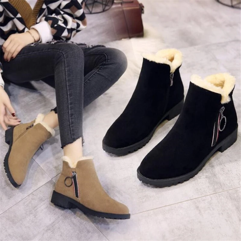 JAYHW/зимние Нескользящие бархатные теплые плюшевые сапоги простые черные хаки