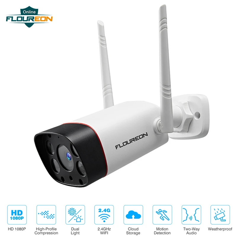 Floureon Новая беспроводная WiFi камера 1080 P обнаружение движения двойной светильник